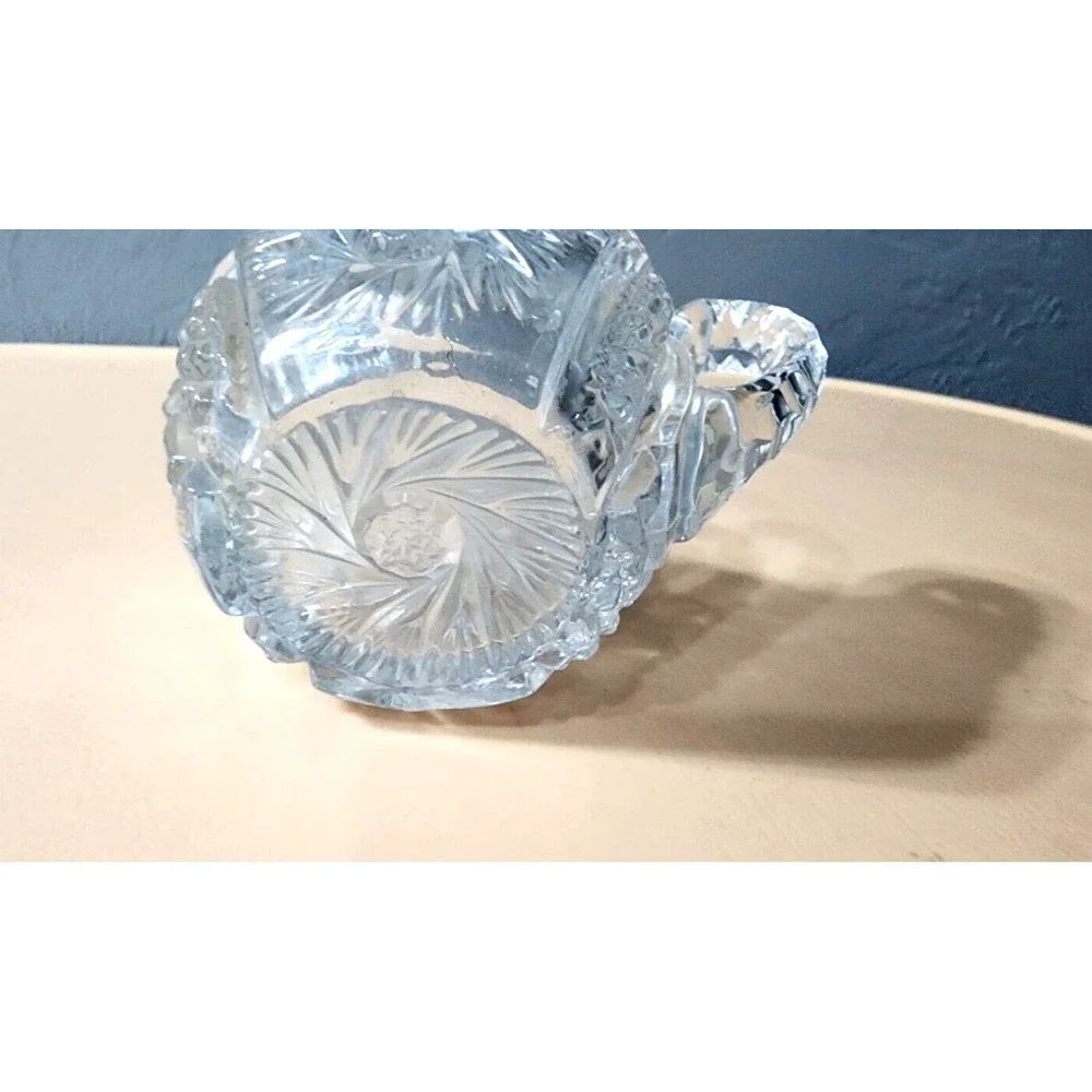 American Brilliant Period Crystal Cut Glass Pinwheel Creamer And Sugar Bowl‎ Set